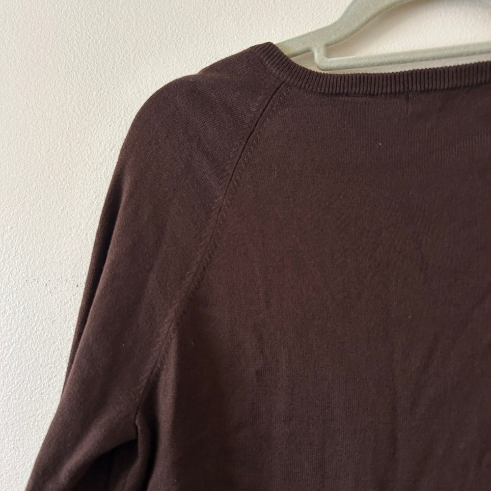Kate Hill Vintage Brown Silk Cashmere Blend Embellished V-Neck Sweater XL‎ - Picture 7 of 7
